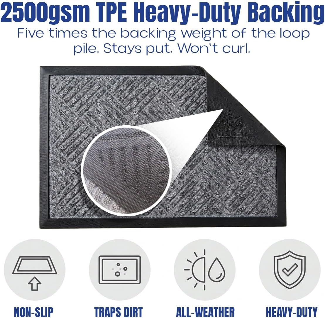 image:imageMuddy Mat Meshy Mat Door Mat HeavyDuty QuickDry Floor Mat Sand amp Dirt Trapper for Indoor amp Outdoor Ideal for Entrance Patios amp GaragesLowProfileNonSlipWashable Arch Brown 16x24x04Cross Diamond Grey