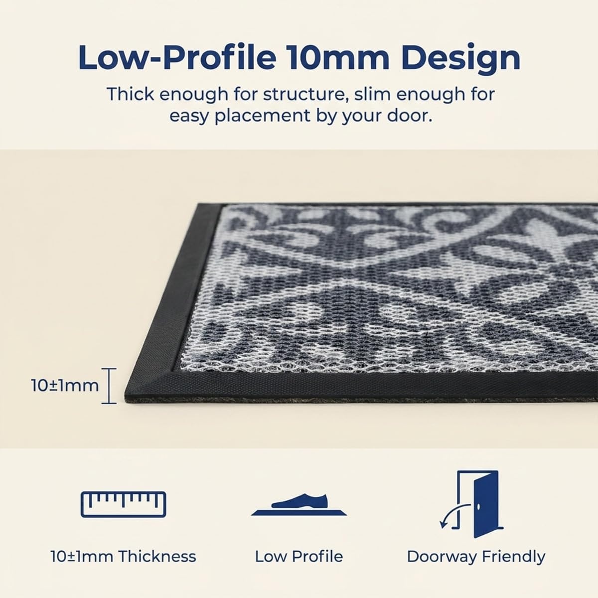 image:imageMuddy Mat Meshy Mat Door Mat HeavyDuty QuickDry Floor Mat Sand amp Dirt Trapper for Indoor amp Outdoor Ideal for Entrance Patios amp GaragesLowProfileNonSlipWashable Frame Black 16x24x024Damask