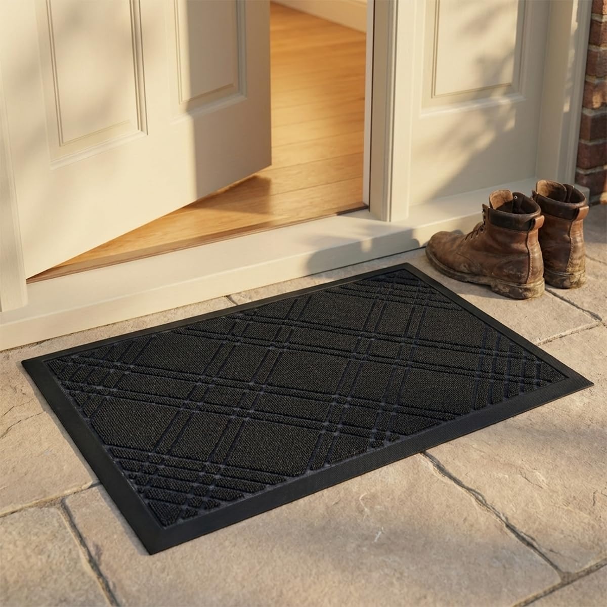 image:imageMuddy Mat Meshy Mat Door Mat HeavyDuty QuickDry Floor Mat Sand amp Dirt Trapper for Indoor amp Outdoor Ideal for Entrance Patios amp GaragesLowProfileNonSlipWashable Arch Brown 16x24x04Cross Black