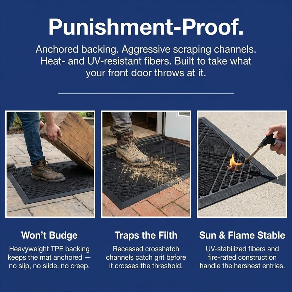 image:imageMuddy Mat Meshy Mat Door Mat HeavyDuty QuickDry Floor Mat Sand amp Dirt Trapper for Indoor amp Outdoor Ideal for Entrance Patios amp GaragesLowProfileNonSlipWashable Frame Black 16x24x024Cross Black