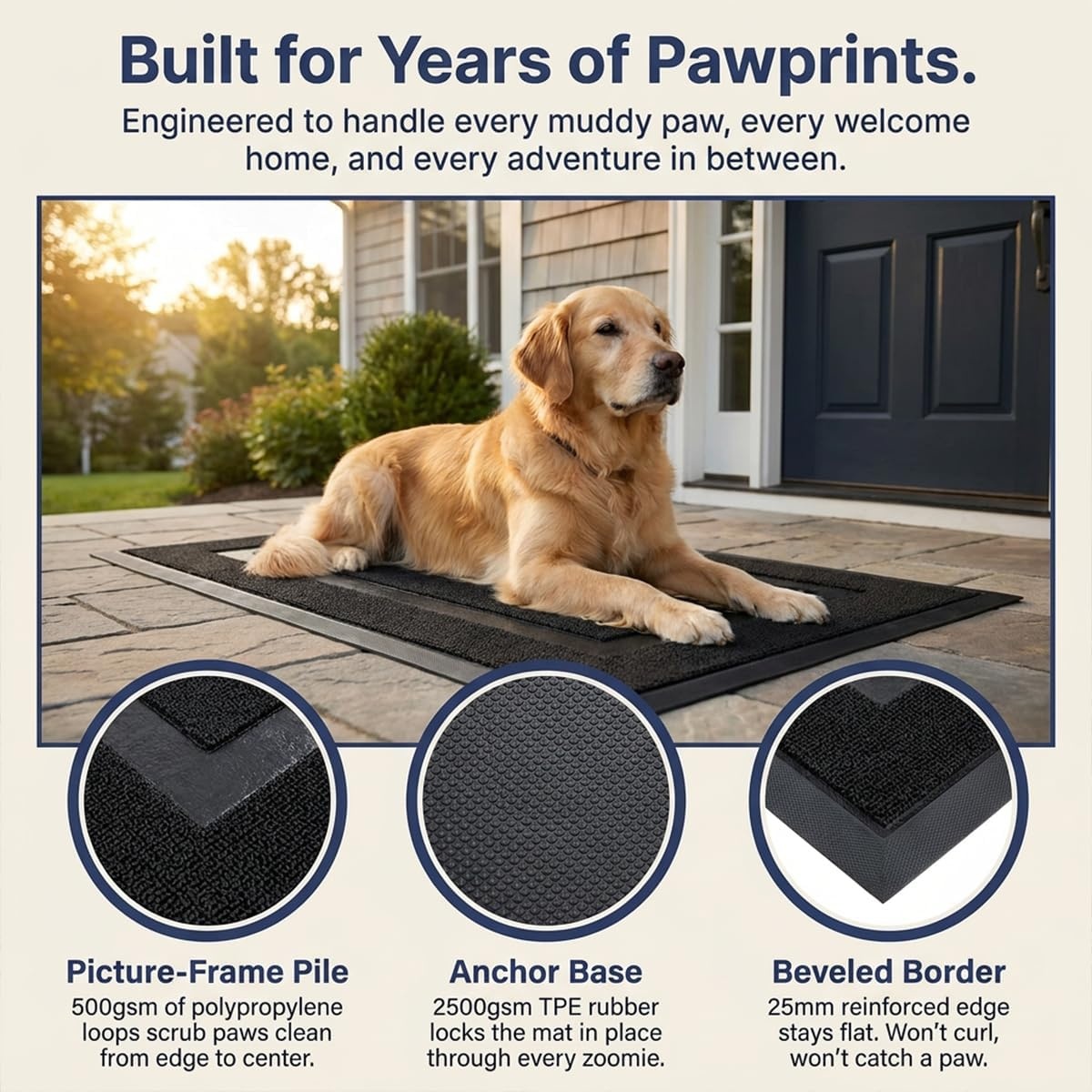image:imageMuddy Mat Meshy Mat Door Mat HeavyDuty QuickDry Floor Mat Sand amp Dirt Trapper for Indoor amp Outdoor Ideal for Entrance Patios amp GaragesLowProfileNonSlipWashable Arch Brown 16x24x04Frame Black