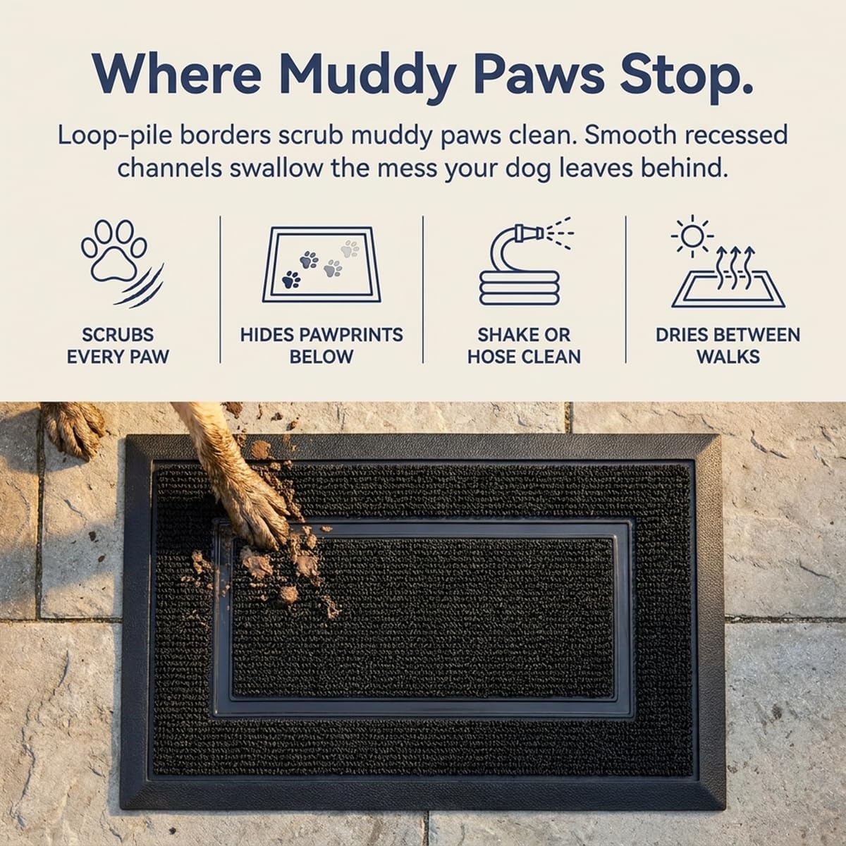 image:imageMuddy Mat Meshy Mat Door Mat HeavyDuty QuickDry Floor Mat Sand amp Dirt Trapper for Indoor amp Outdoor Ideal for Entrance Patios amp GaragesLowProfileNonSlipWashable Arch Brown 16x24x04Frame Black