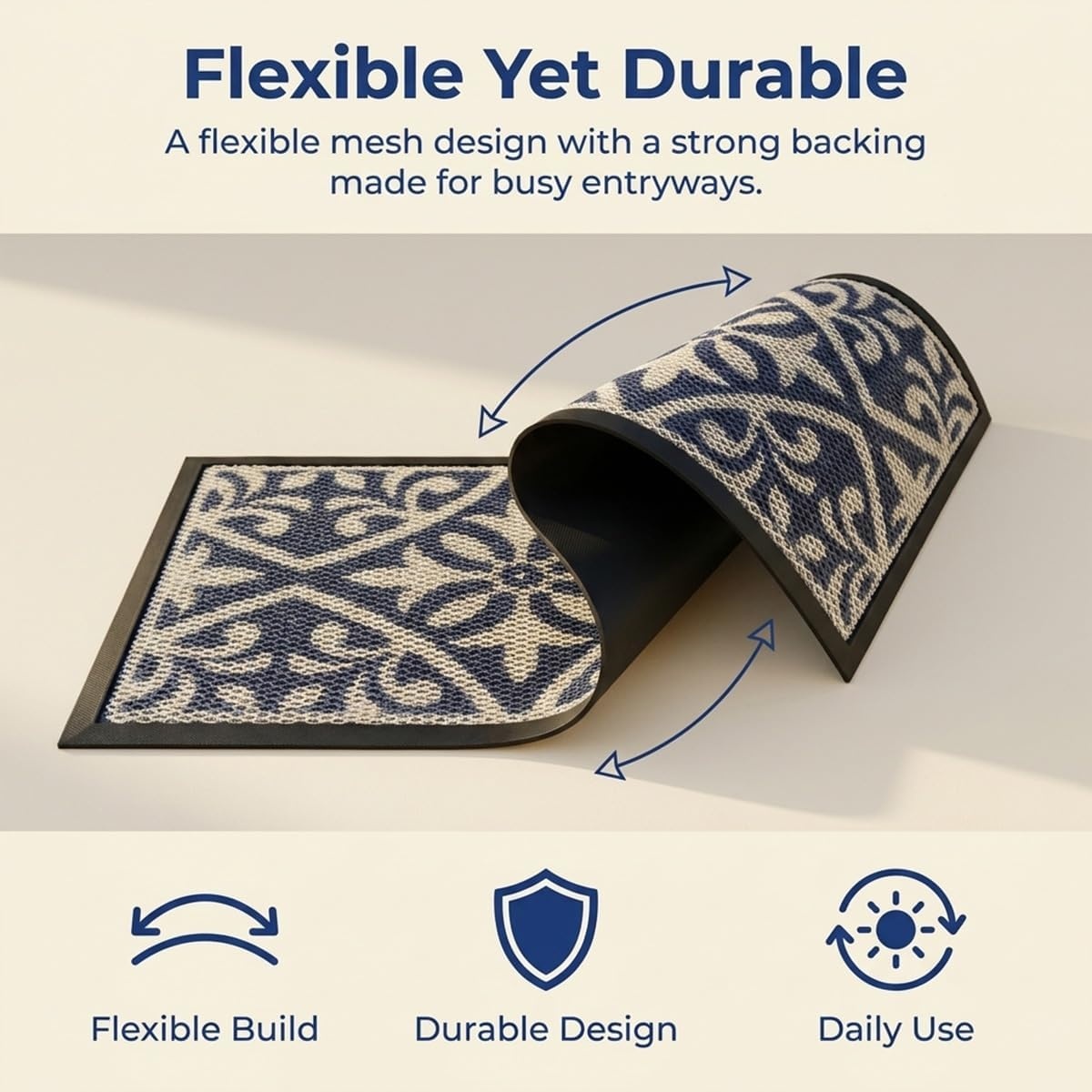 image:imageMuddy Mat Meshy Mat Door Mat HeavyDuty QuickDry Floor Mat Sand amp Dirt Trapper for Indoor amp Outdoor Ideal for Entrance Patios amp GaragesLowProfileNonSlipWashable Frame Black 16x24x024Damask