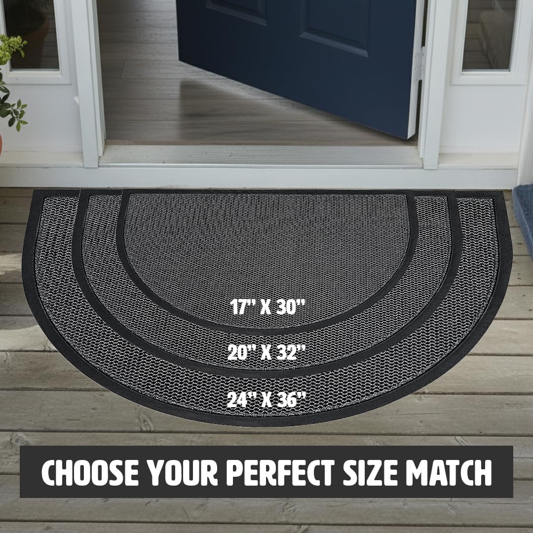 image:imageMuddy Mat Meshy Mat SemiCircle Door Mat HeavyDuty QuickDry Floor Mat Sand amp Dirt Trapper for Indoor amp Outdoor Ideal for Entrance Patios amp Garages NonSlip Washable Grey 17x30x04Grey