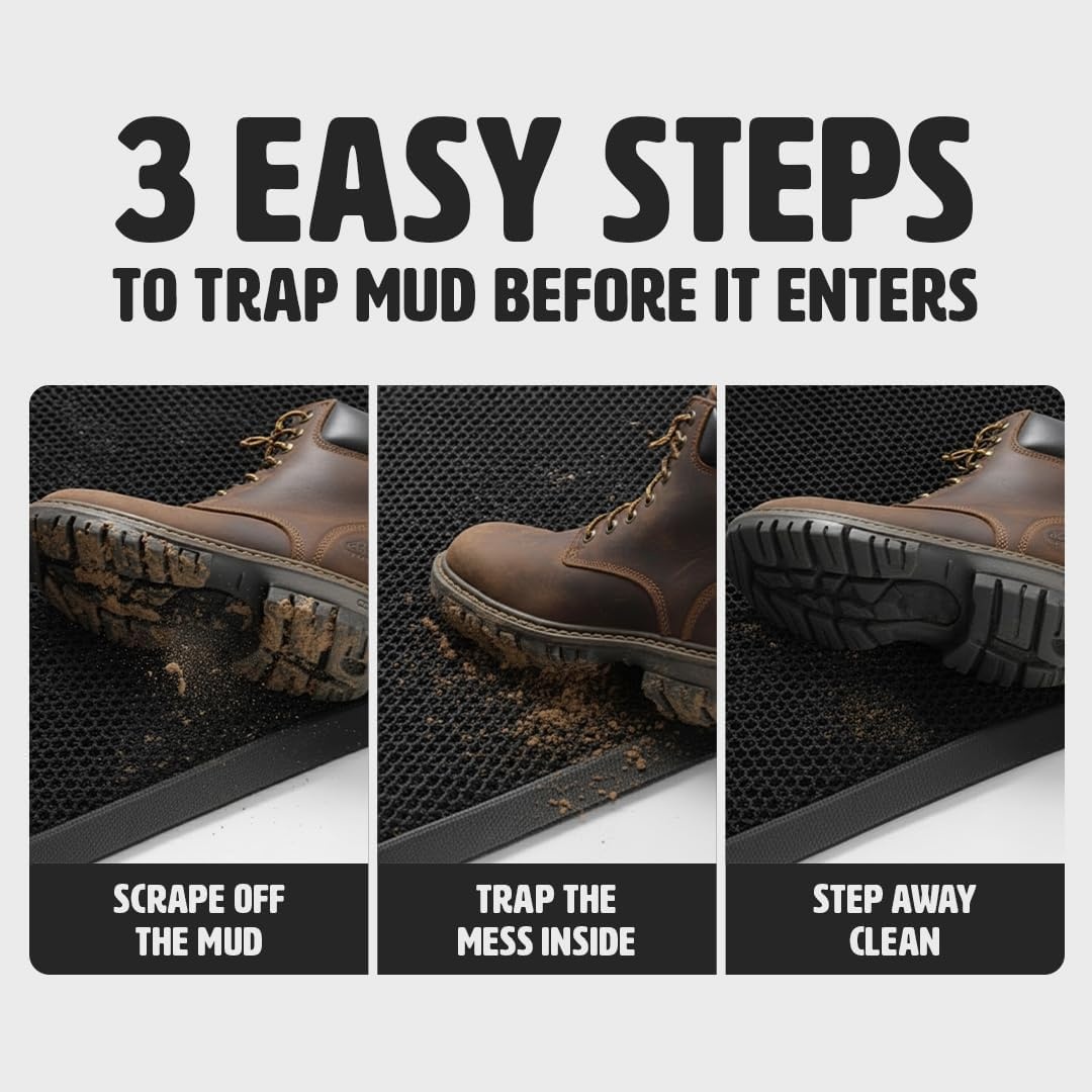 image:imageMuddy Mat Meshy Mat SemiCircle Door Mat HeavyDuty QuickDry Floor Mat Sand amp Dirt Trapper for Indoor amp Outdoor Ideal for Entrance Patios amp Garages NonSlip Washable Grey 17x30x04Grey