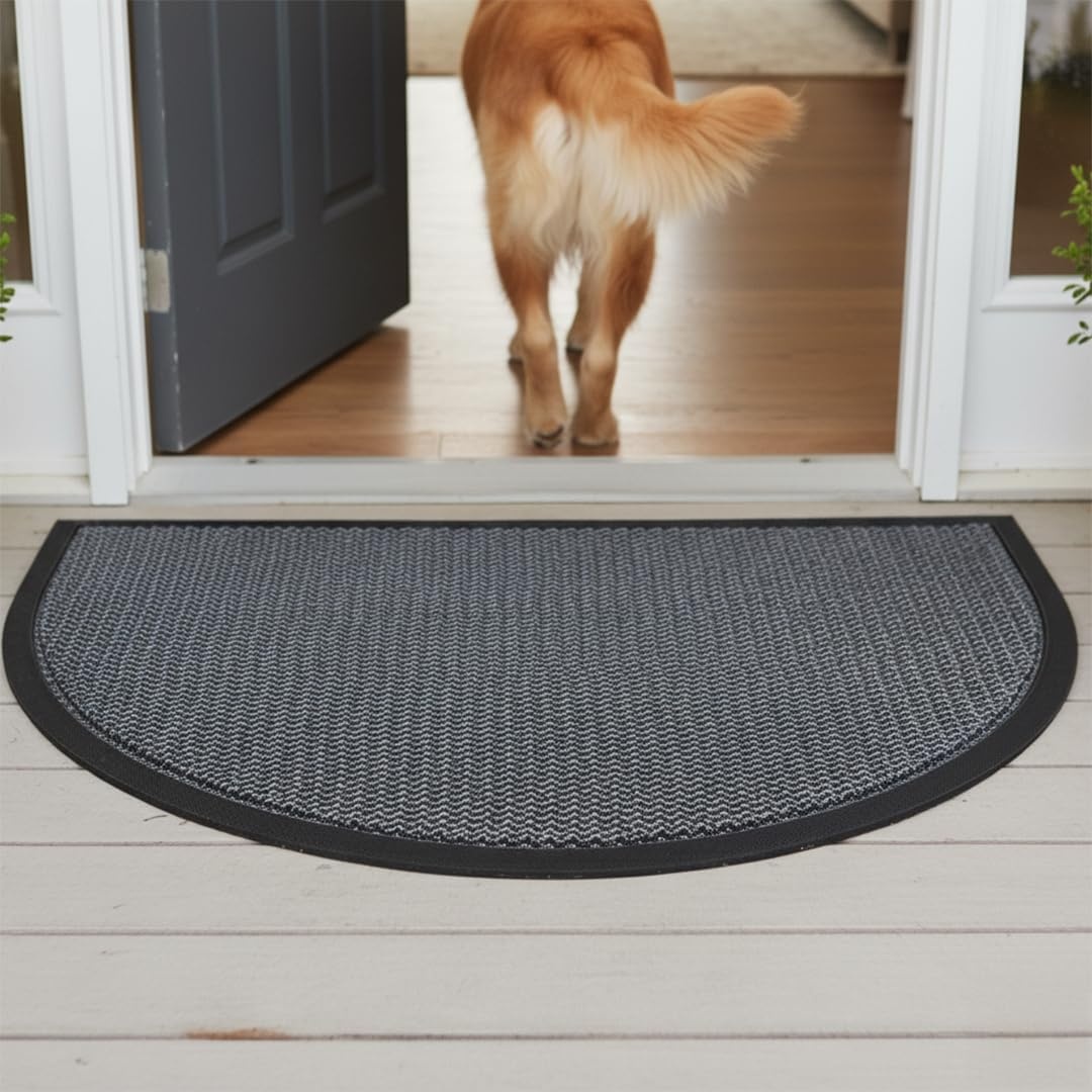 image:imageMuddy Mat Meshy Mat SemiCircle Door Mat HeavyDuty QuickDry Floor Mat Sand amp Dirt Trapper for Indoor amp Outdoor Ideal for Entrance Patios amp Garages NonSlip Washable Grey 17x30x04Grey
