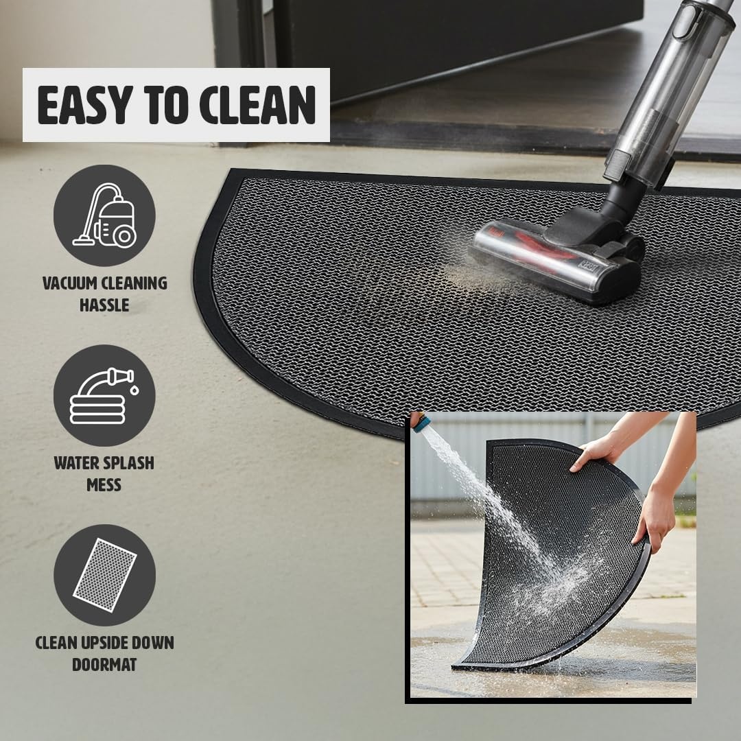 image:imageMuddy Mat Meshy Mat SemiCircle Door Mat HeavyDuty QuickDry Floor Mat Sand amp Dirt Trapper for Indoor amp Outdoor Ideal for Entrance Patios amp Garages NonSlip Washable Grey 17x30x04Grey