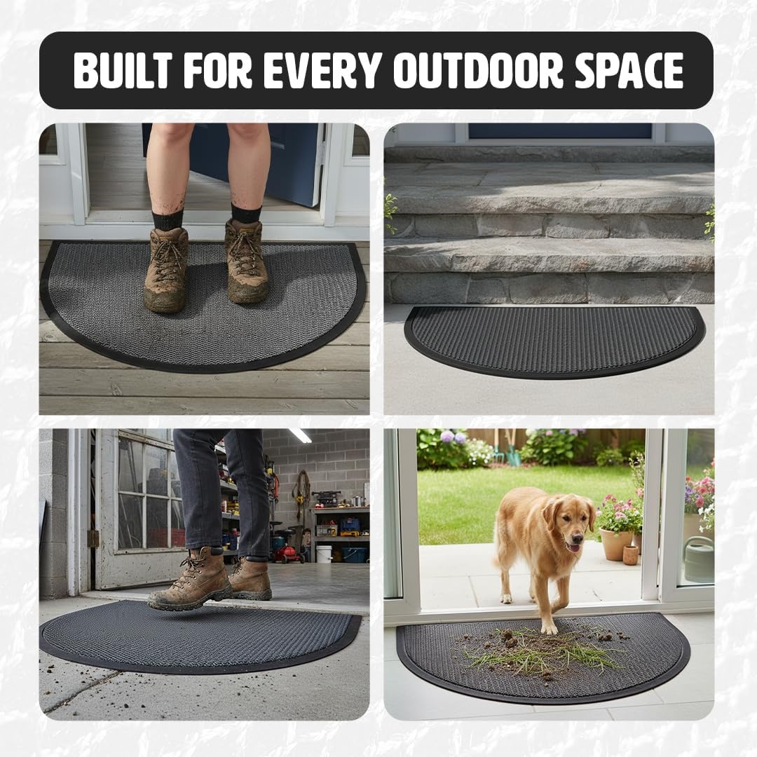 image:imageMuddy Mat Meshy Mat SemiCircle Door Mat HeavyDuty QuickDry Floor Mat Sand amp Dirt Trapper for Indoor amp Outdoor Ideal for Entrance Patios amp Garages NonSlip Washable Grey 17x30x04Grey