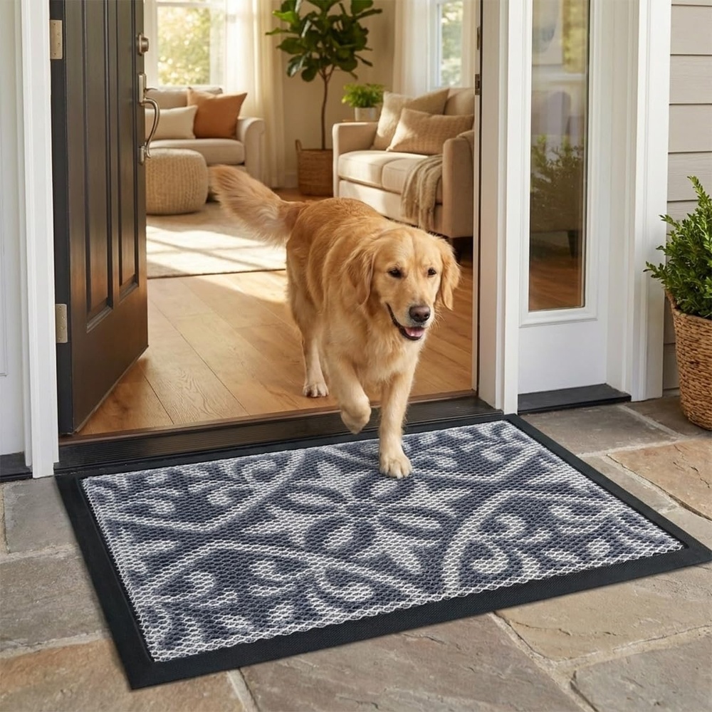 image:imageMuddy Mat Meshy Mat Door Mat HeavyDuty QuickDry Floor Mat Sand amp Dirt Trapper for Indoor amp Outdoor Ideal for Entrance Patios amp GaragesLowProfileNonSlipWashable Frame Black 16x24x024Damask