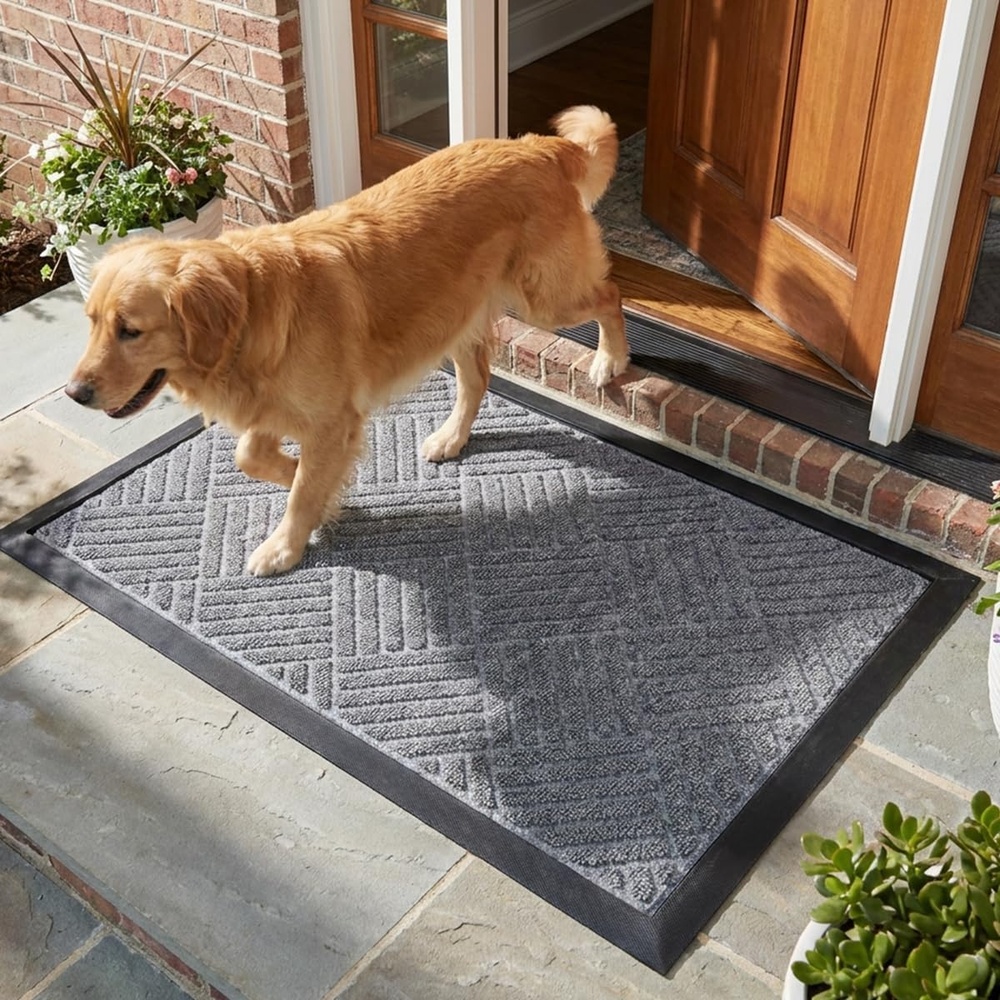 image:imageMuddy Mat Meshy Mat Door Mat HeavyDuty QuickDry Floor Mat Sand amp Dirt Trapper for Indoor amp Outdoor Ideal for Entrance Patios amp GaragesLowProfileNonSlipWashable Frame Black 16x24x024Cross Diamond Grey