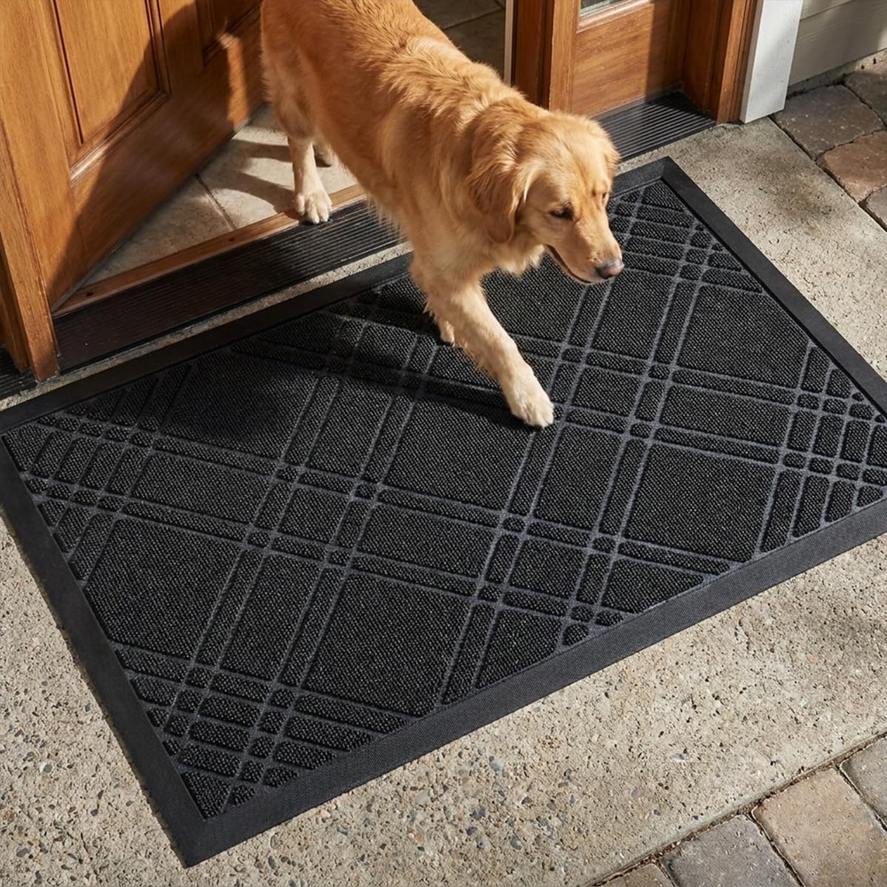 image:imageMuddy Mat Meshy Mat Door Mat HeavyDuty QuickDry Floor Mat Sand amp Dirt Trapper for Indoor amp Outdoor Ideal for Entrance Patios amp GaragesLowProfileNonSlipWashable Frame Black 16x24x024Cross Black