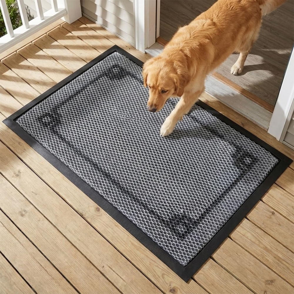 image:imageMuddy Mat Meshy Mat Door Mat HeavyDuty QuickDry Floor Mat Sand amp Dirt Trapper for Indoor amp Outdoor Ideal for Entrance Patios amp GaragesLowProfileNonSlipWashable Frame Black 16x24x024Border
