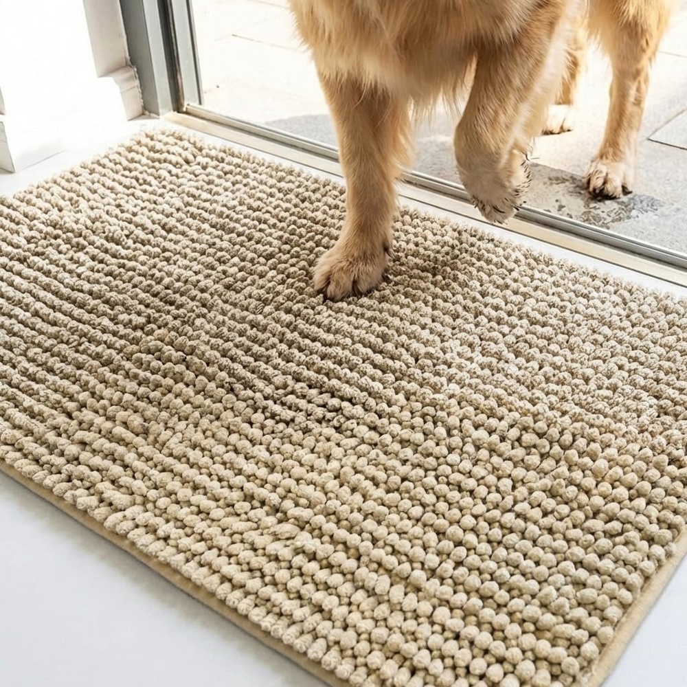 image:imageMuddy Mat TrapMax Indoor Dog Door Mat amp Bathroom Rugs Non Slip Chenille Entryway Rug for Muddy Paws Super Absorbent Washable Front Door Mat Quick Dry Bath Mat Black 18 x 28Beige