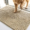 Muddy Mat® TrapMax Indoor Dog Door Mat & Bathroom Rugs – Non Slip Chenille Entryway Rug for Muddy Paws, Super Absorbent Washable Front Door Mat, Quick Dry Bath Mat – Black 18″ x 28″(Beige)